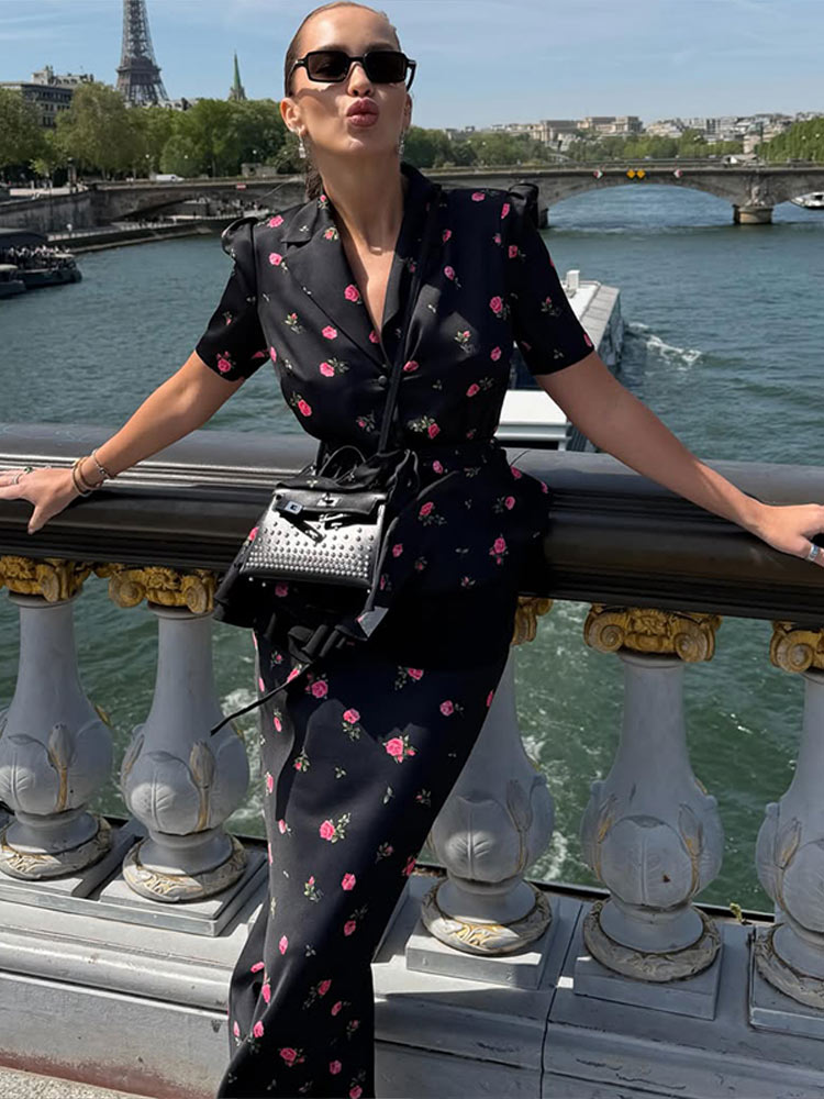 Midi Skirt Floral - Элегантный женский комплект из пиджака с