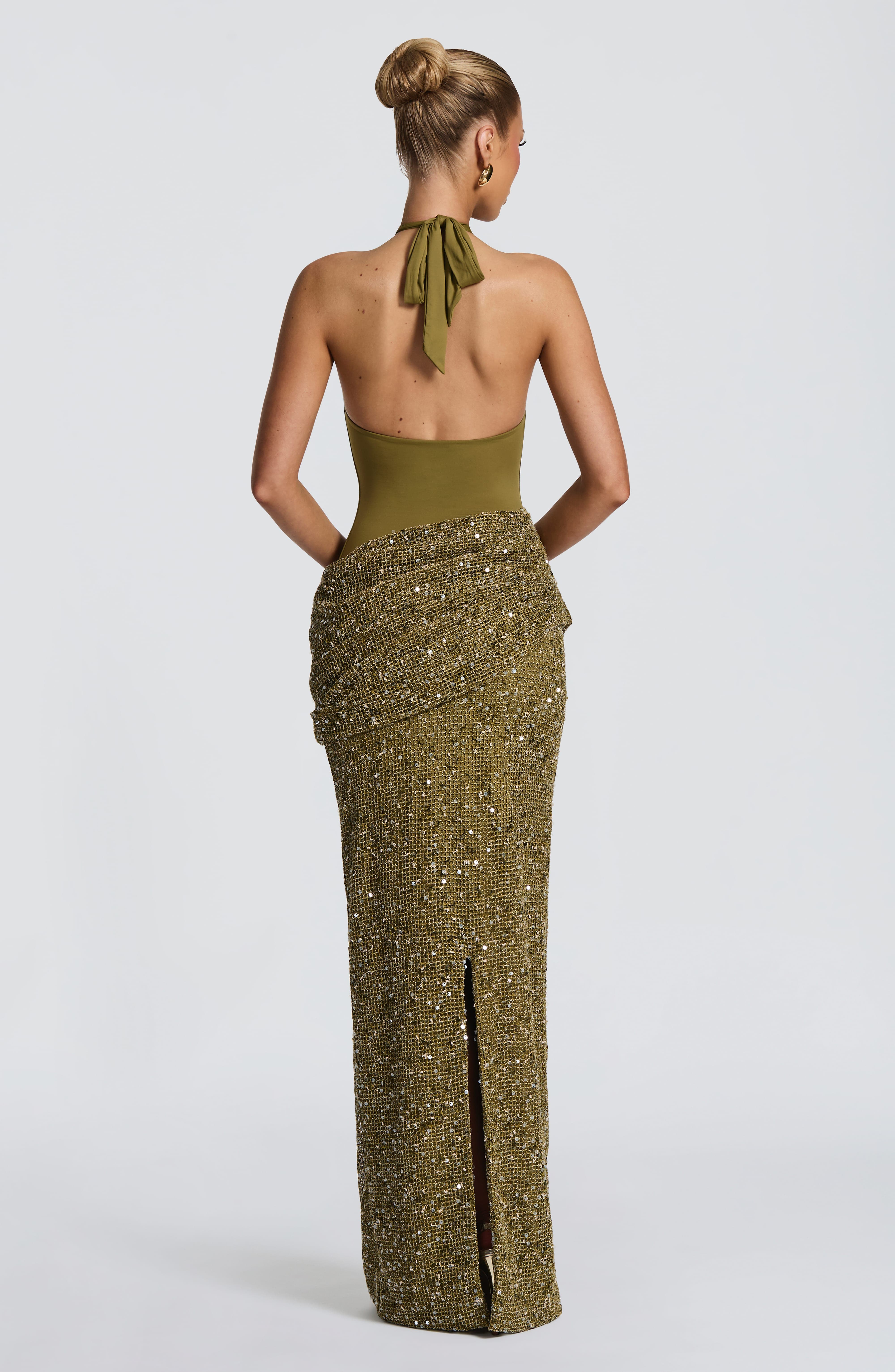 Maxi Dress Halter - Вечернее платье макси с пайетками и