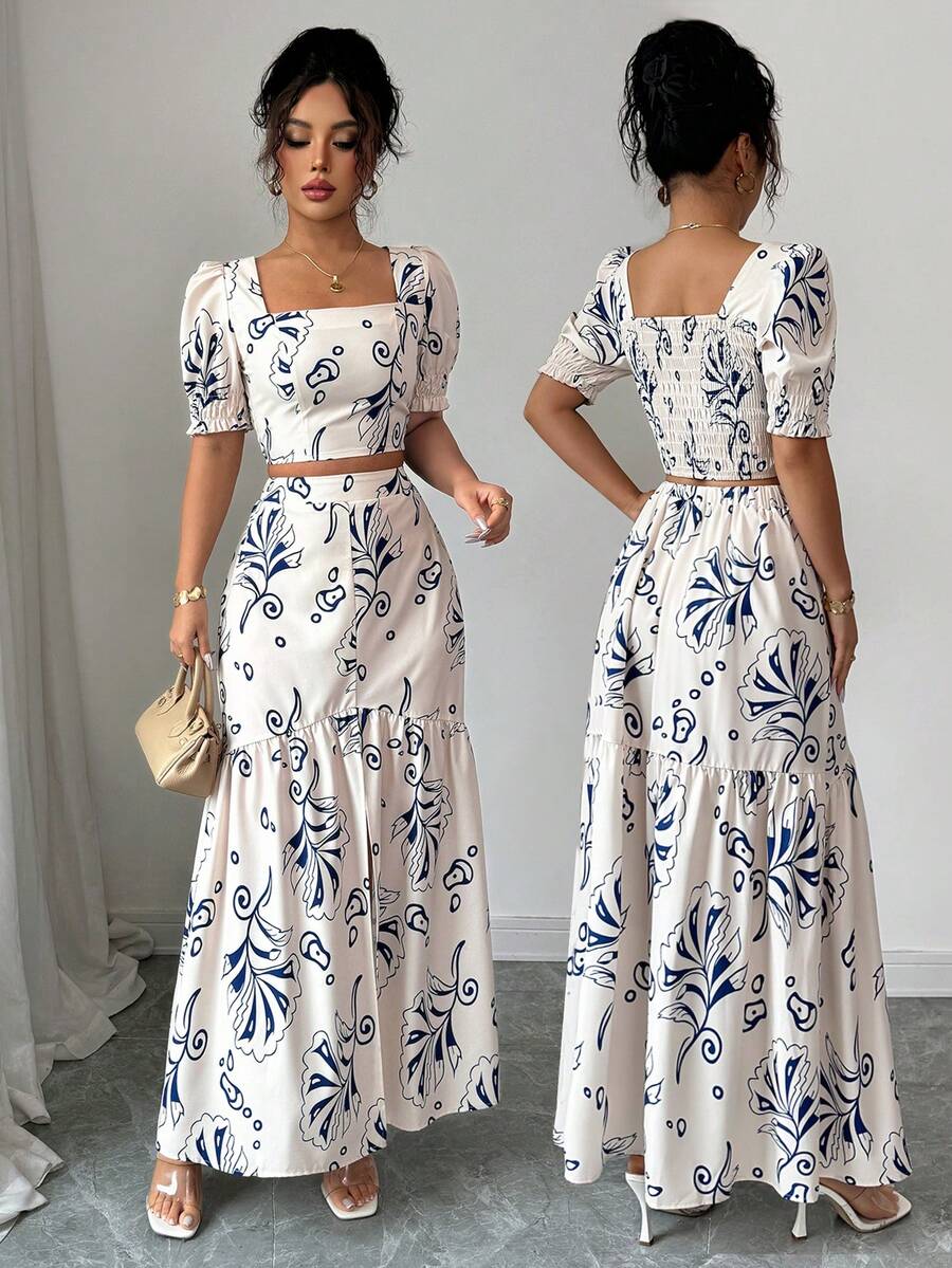 Romper Floral Print - Женский летний комплект из двух предметов