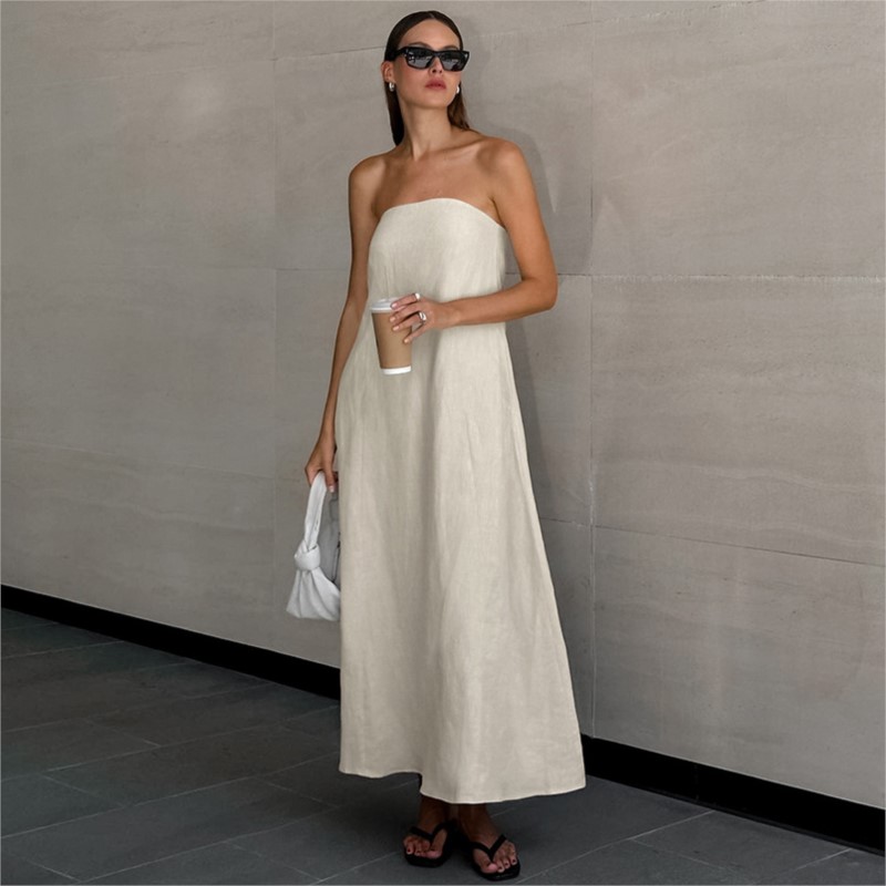 Linen Dress Wrap - Модное элегантное простое дизайнерское длинное платье