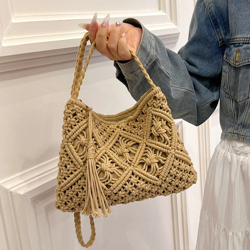 Crochet Bag Raffia - Модные плетеные сумки на плечо, летняя