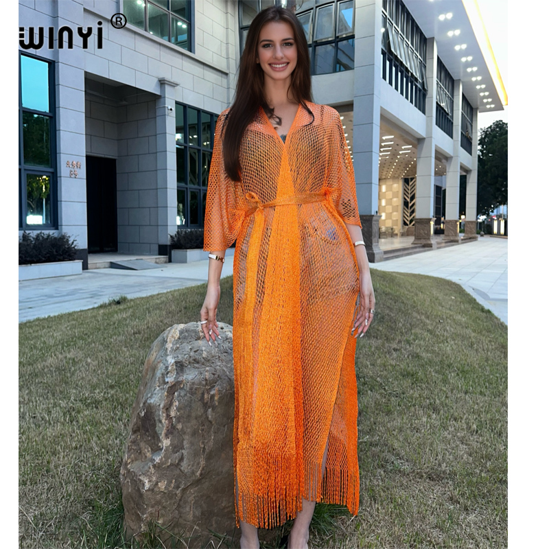 Cover Up Kaftan - Пляжное кимоно WINYI с вырезами, сексуальное