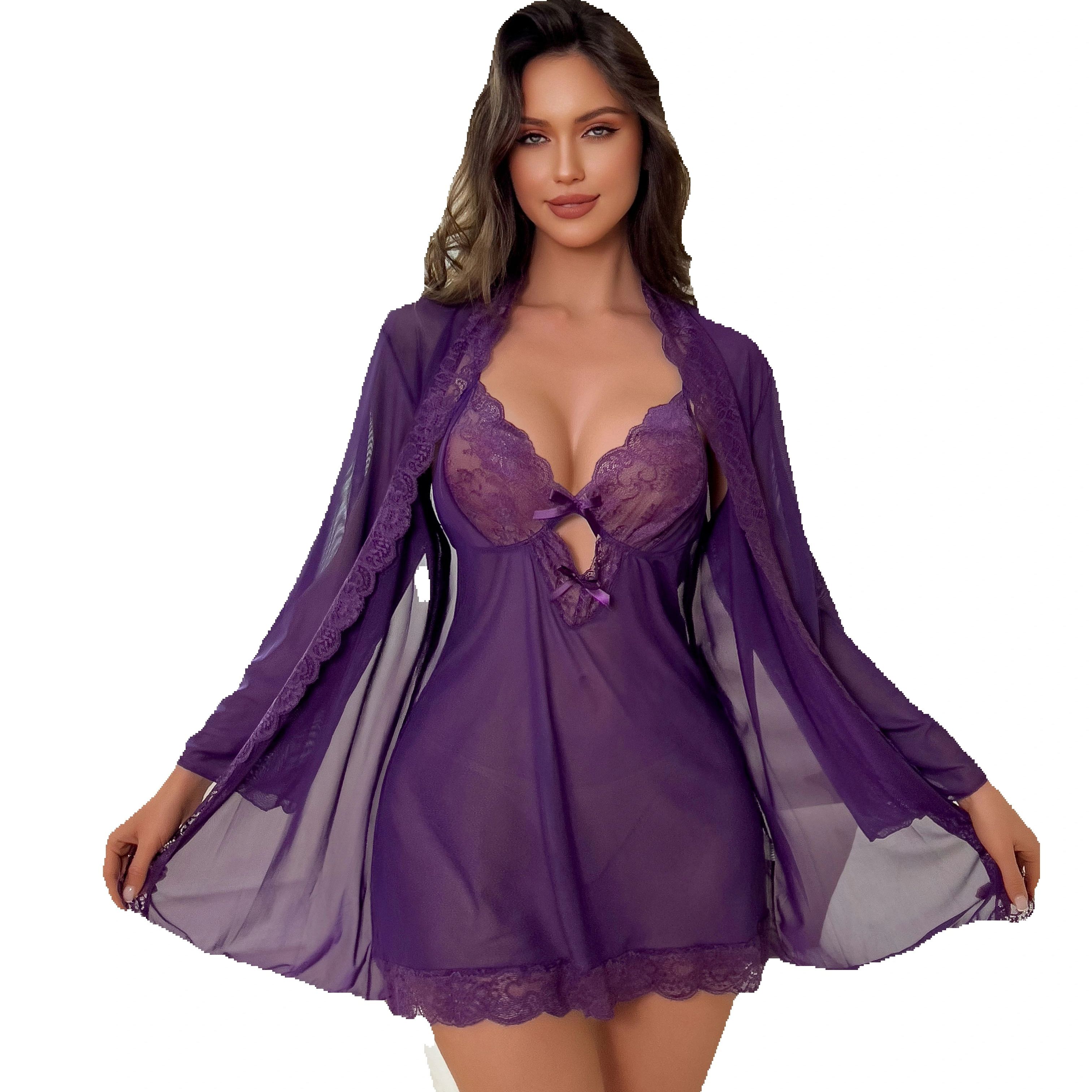 Kimono Sheer Floral - Женский сексуальный комплект нижнего белья: прозрачная