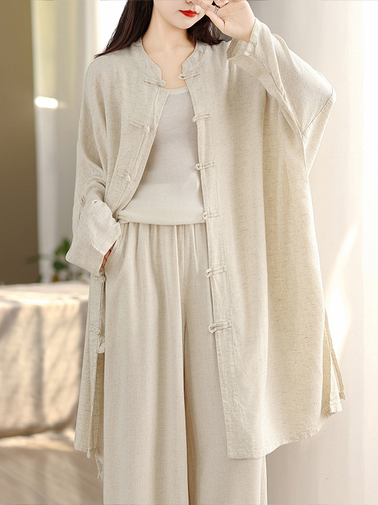 Linen Pant Wide - Женский комплект из хлопка и льна: