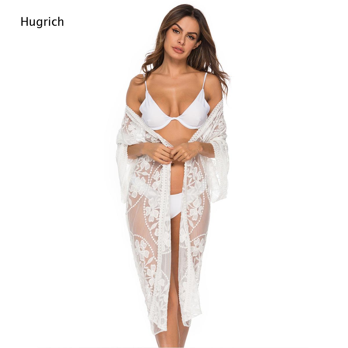 Kimono Sheer Floral - Белый кимоно-кардиган с цветочной вышивкой и