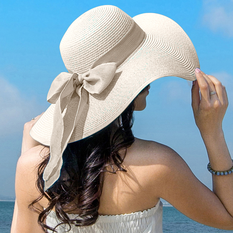 Hat Floppy Wide - Летняя женская соломенная шляпа с бантом,