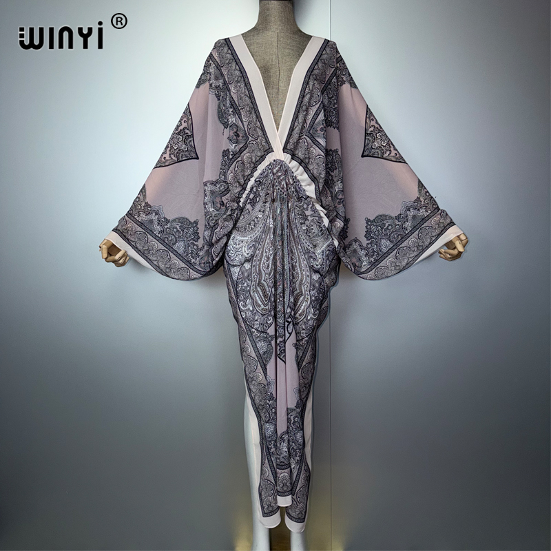 Cover Up Kaftan - WINYI Сексуальное платье с V-образным вырезом,