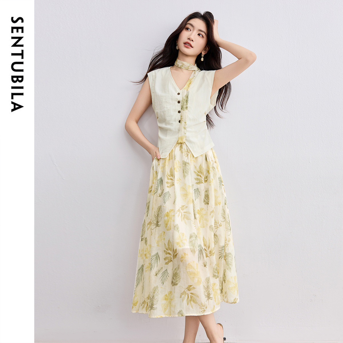 Midi Skirt Floral - SENTUBILA Элегантная юбка Праздничный комплект Женский
