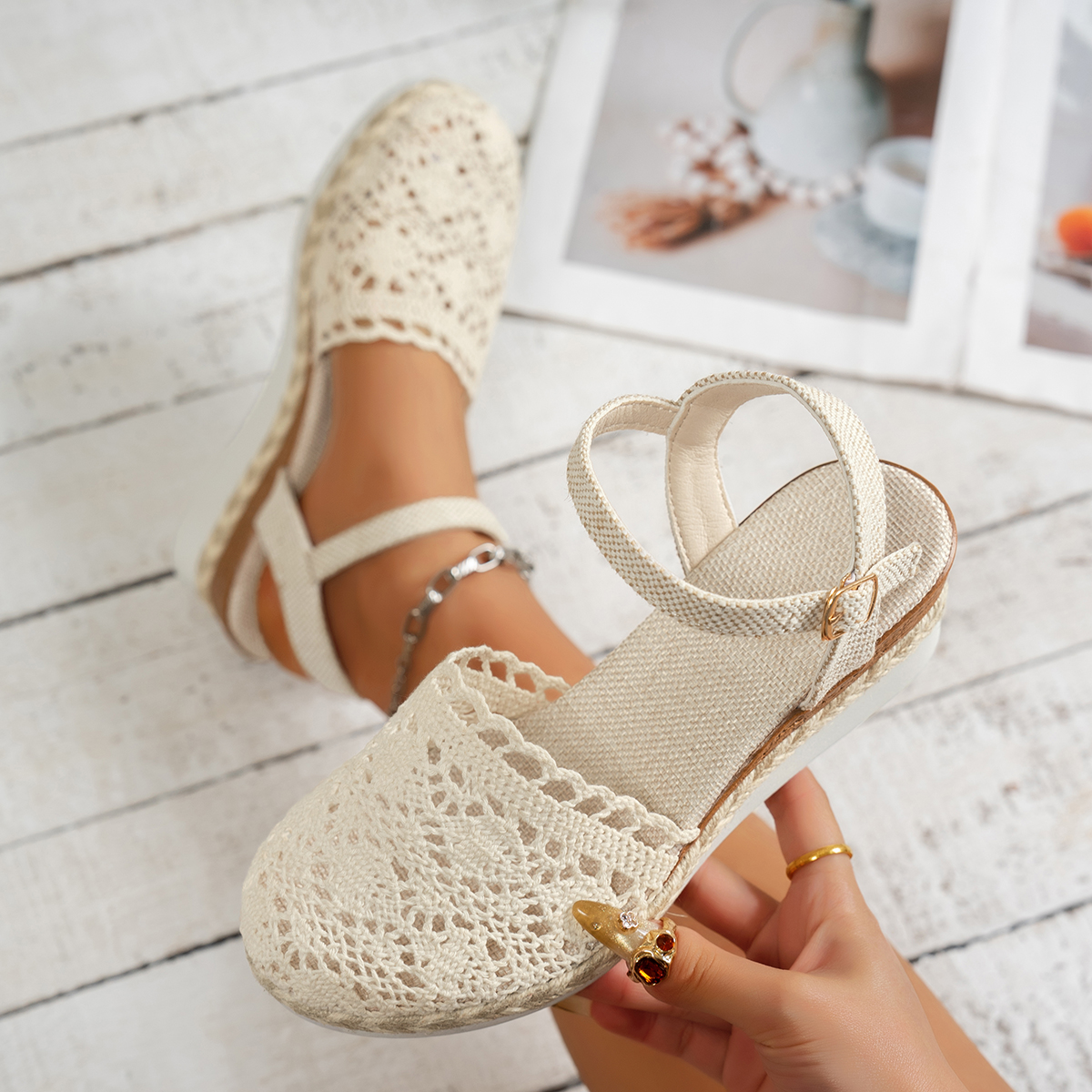 Wedge Espadrille Women - Женские босоножки на танкетке, лето 2023,