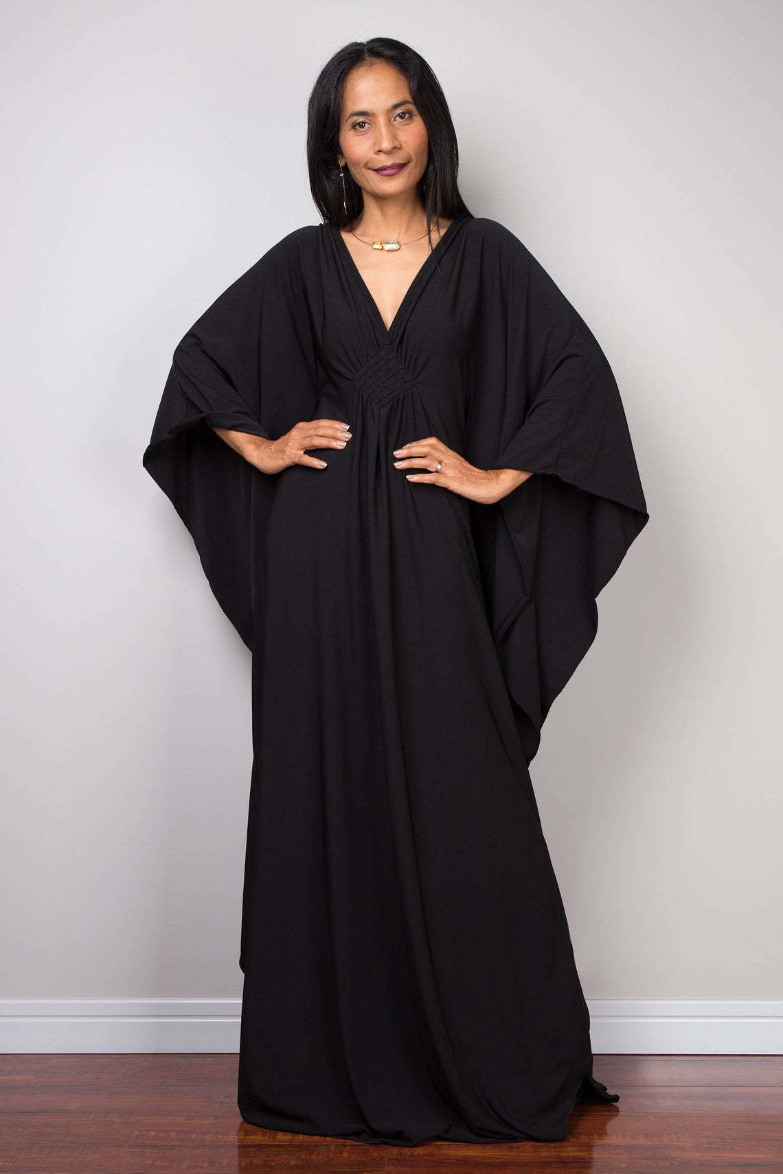 Cover Up Kaftan - Женские однотонные пляжные платья-кафтаны с V-образным