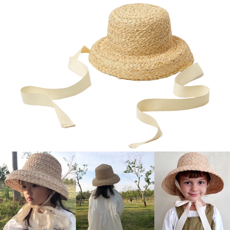Hat Floppy Wide - Соломенная Кепка для девочек, плетеная вручную,