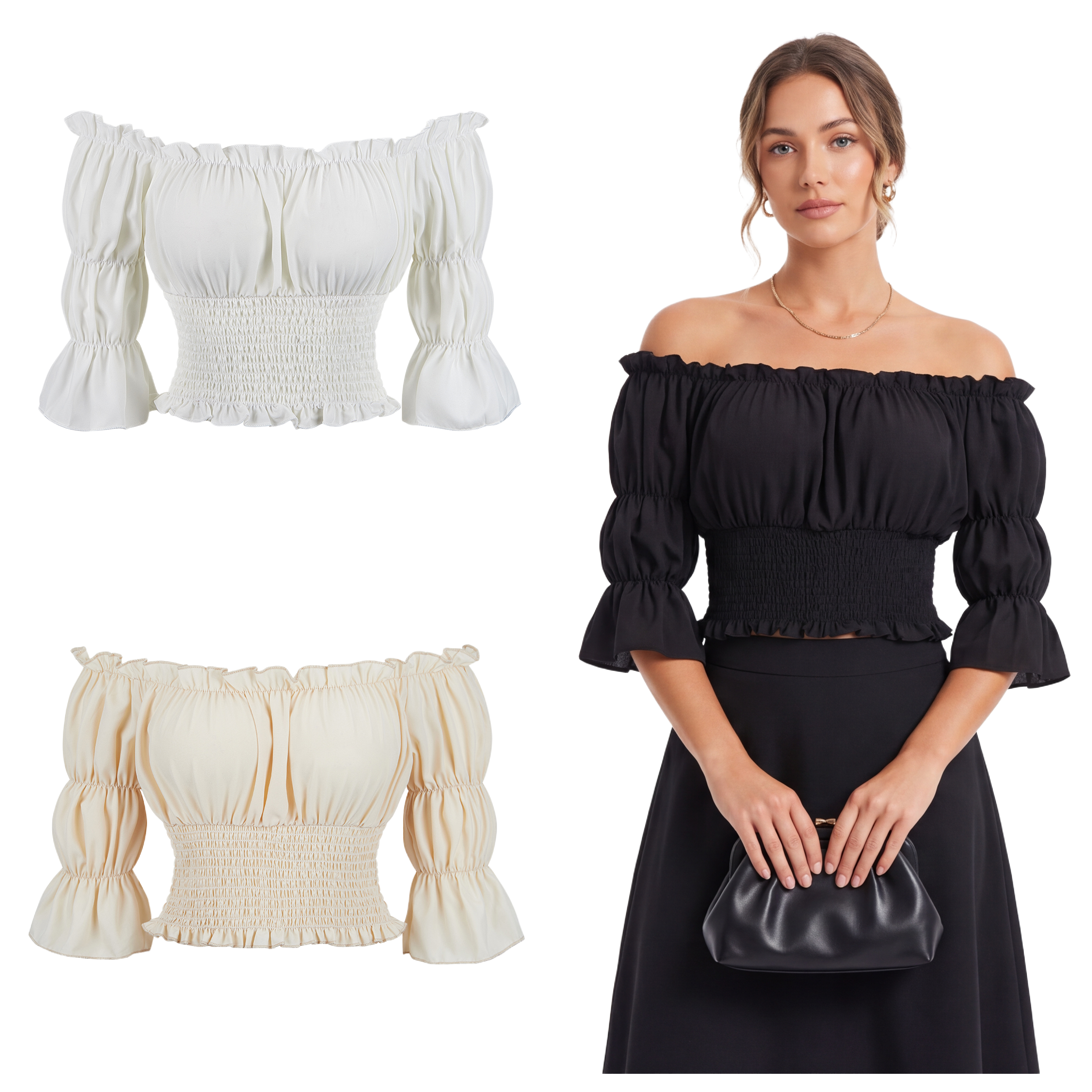 Blouse Off Shoulder - Блузка в стиле Ренессанс для женщин,