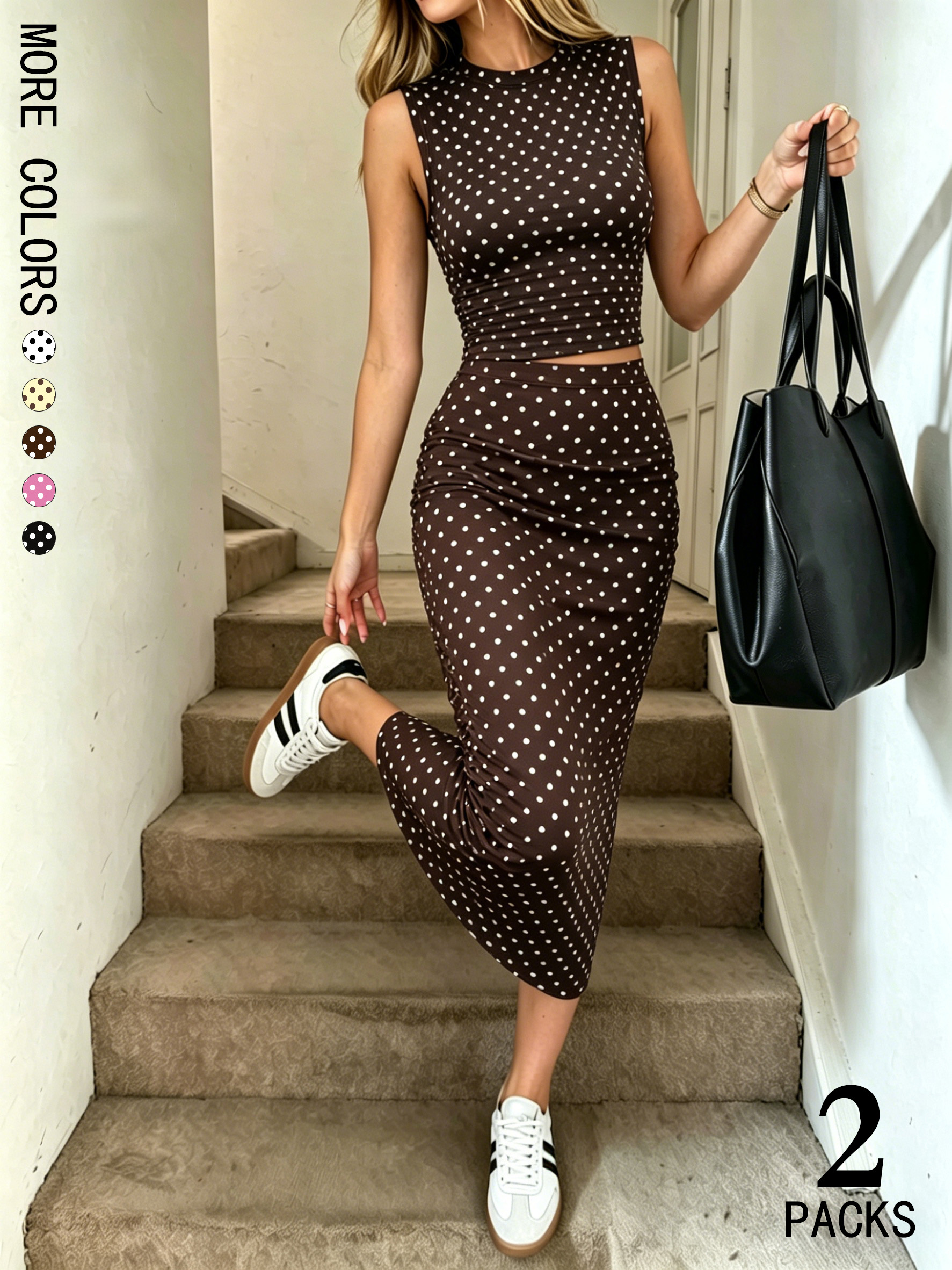Crop Top Crochet - Женский комплект из 2 предметов в