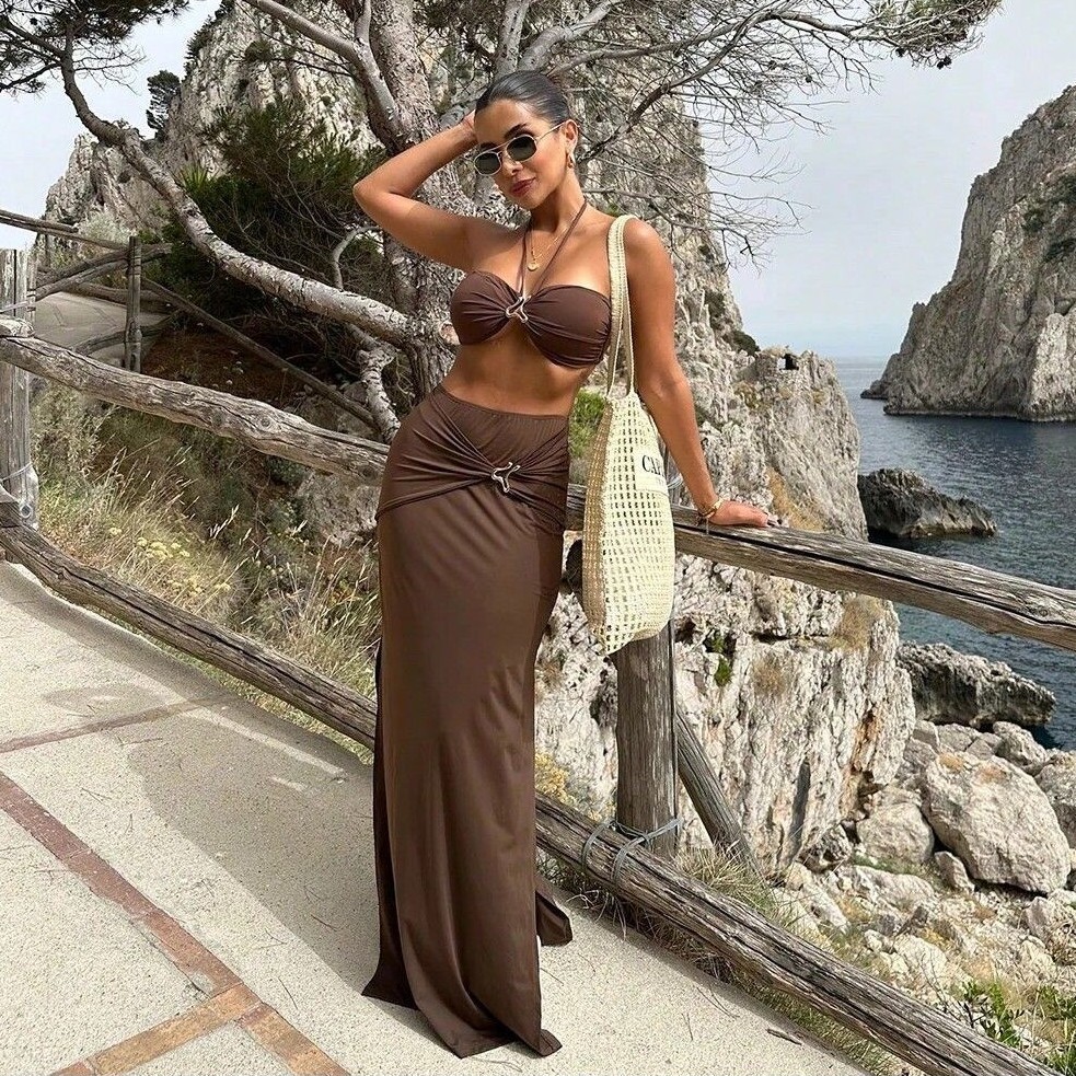 Swimsuit Bikini Ruched - Женский комплект танкини без рукавов с