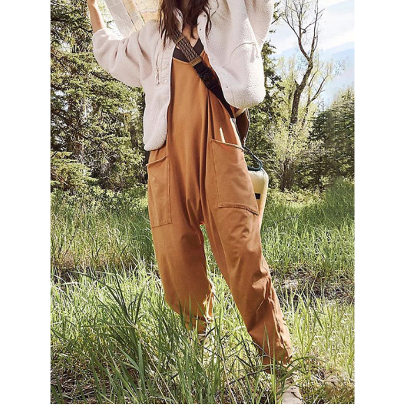 Jumpsuit Linen Relaxed - Свободный летний комбинезон с широкими штанинами,