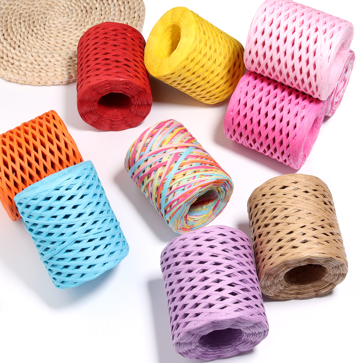 Crochet Bag Raffia - 80-200 м/рулон, 4 мм, цветная соломенная