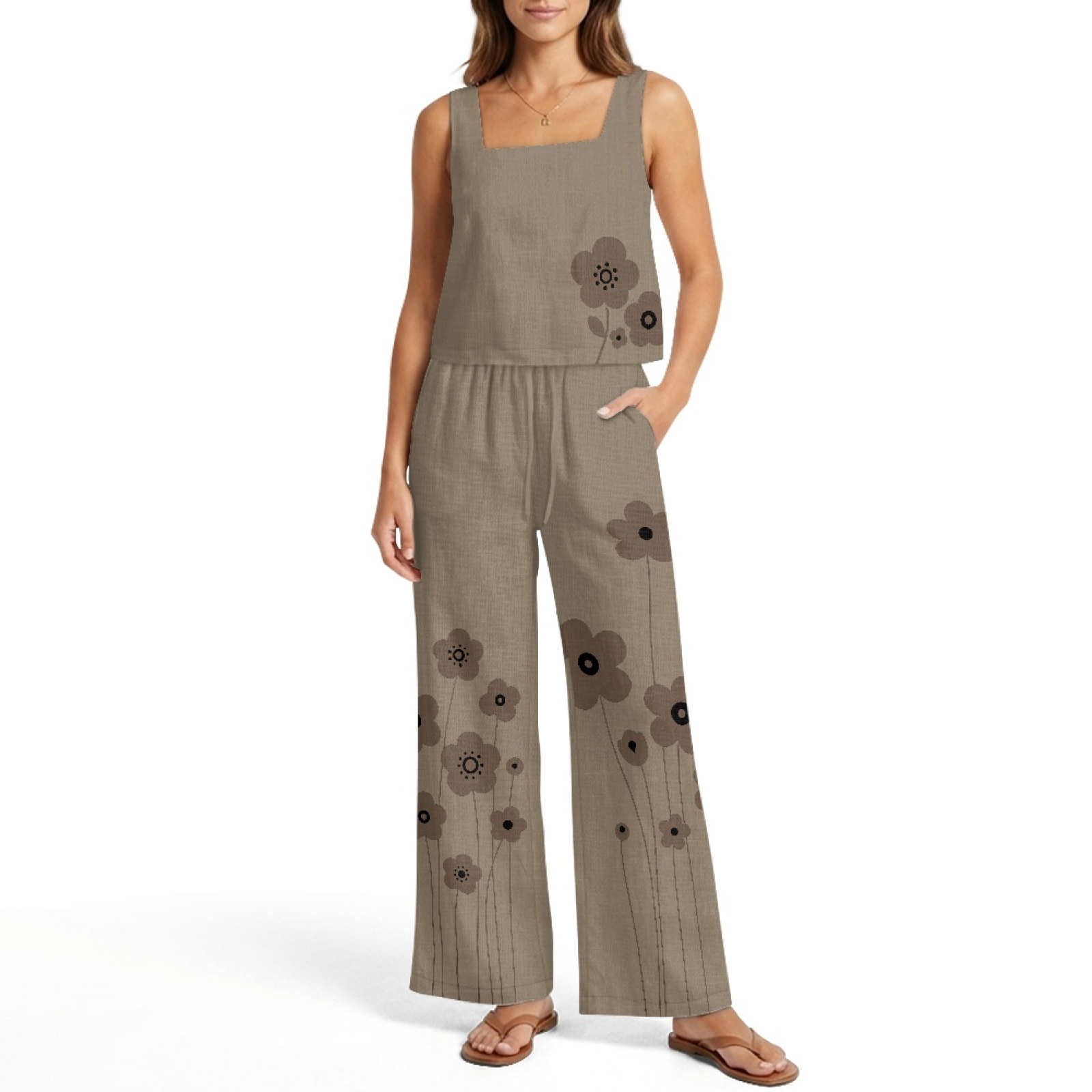 INSTANTARTS Женский льняной ко – обзор и цена Linen Pant Wide