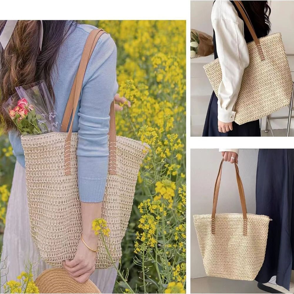 Модная однотонная плетеная сум – обзор и цена Tote Bag Beach