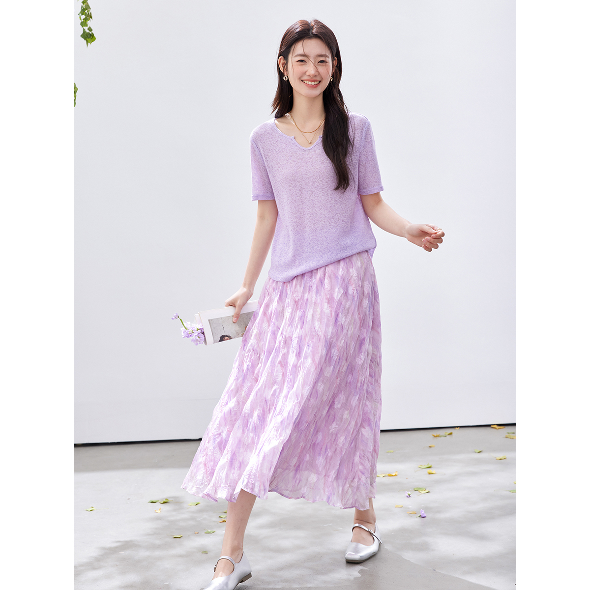 Женский комплект VIMLY: фиолет – обзор и цена Midi Skirt Floral