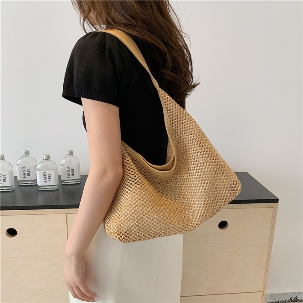 Милая однотонная плетеная соло – обзор и цена Tote Bag Beach