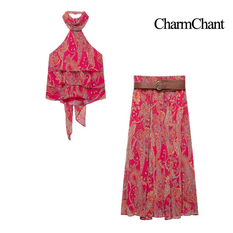 CHARMCHANT Женский комплект из – обзор и цена Midi Skirt Floral