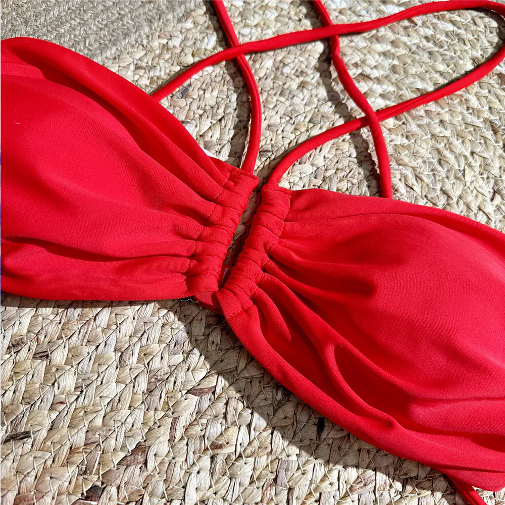 Сексуальный красный купальник  – обзор и цена Swimsuit Bikini Ruched