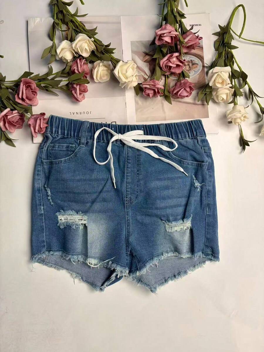 Женские джинсовые шорты с элас – обзор и цена Shorts Denim Frayed