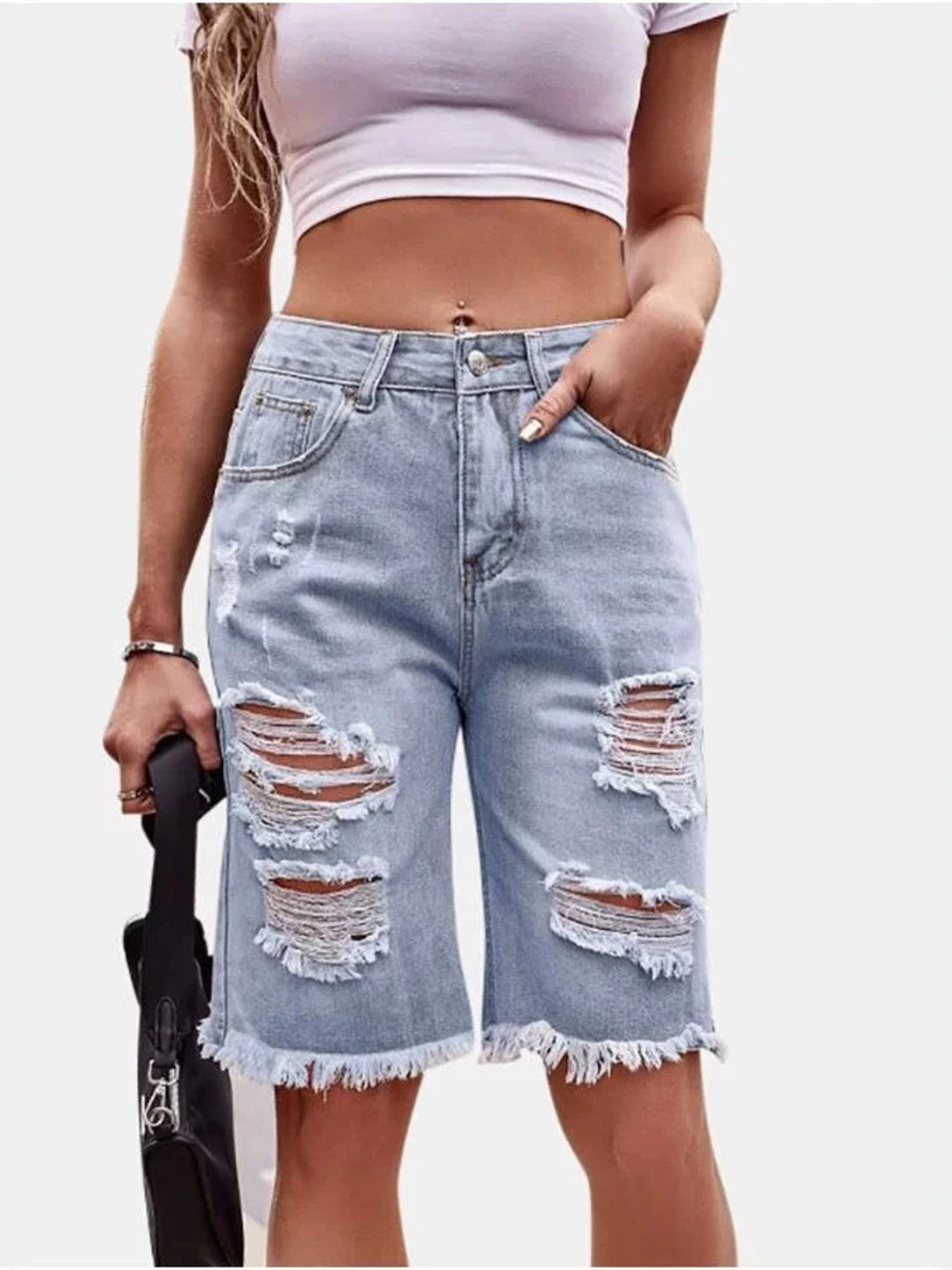 Женские джинсовые шорты-бермуд – обзор и цена Shorts Denim Frayed