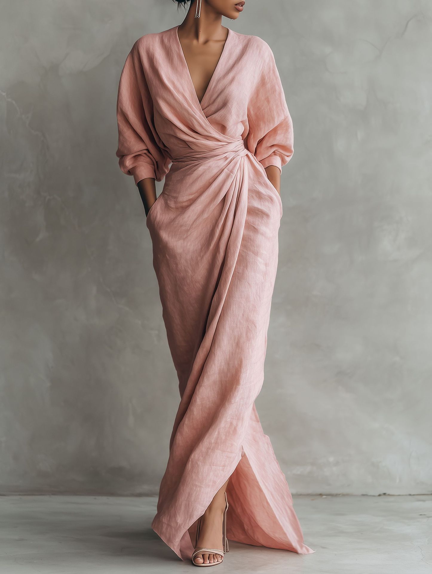 Женское льняное платье макси с – обзор и цена Linen Dress Wrap
