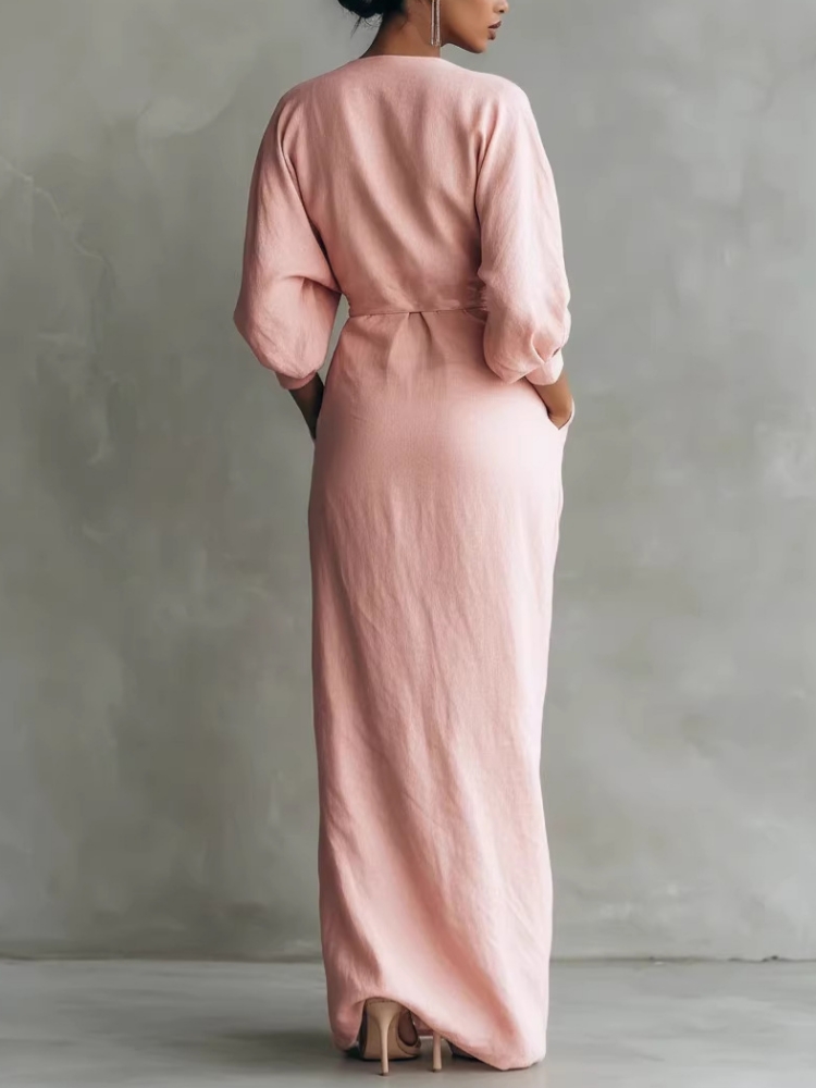 Женское льняное платье макси с – обзор и цена Linen Dress Wrap