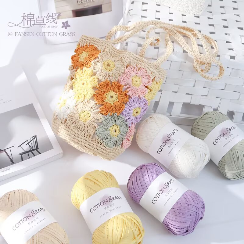 Пряжа из хлопковой травы 50 г, – обзор и цена Crochet Bag Raffia