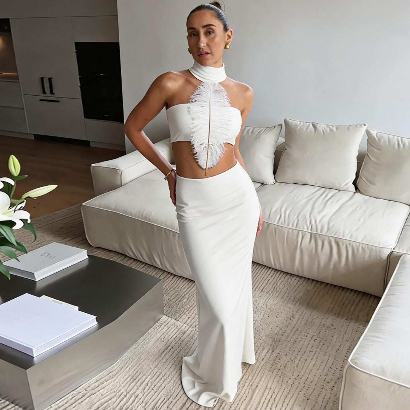 Женский белый сексуальный комп – обзор и цена Maxi Dress Halter