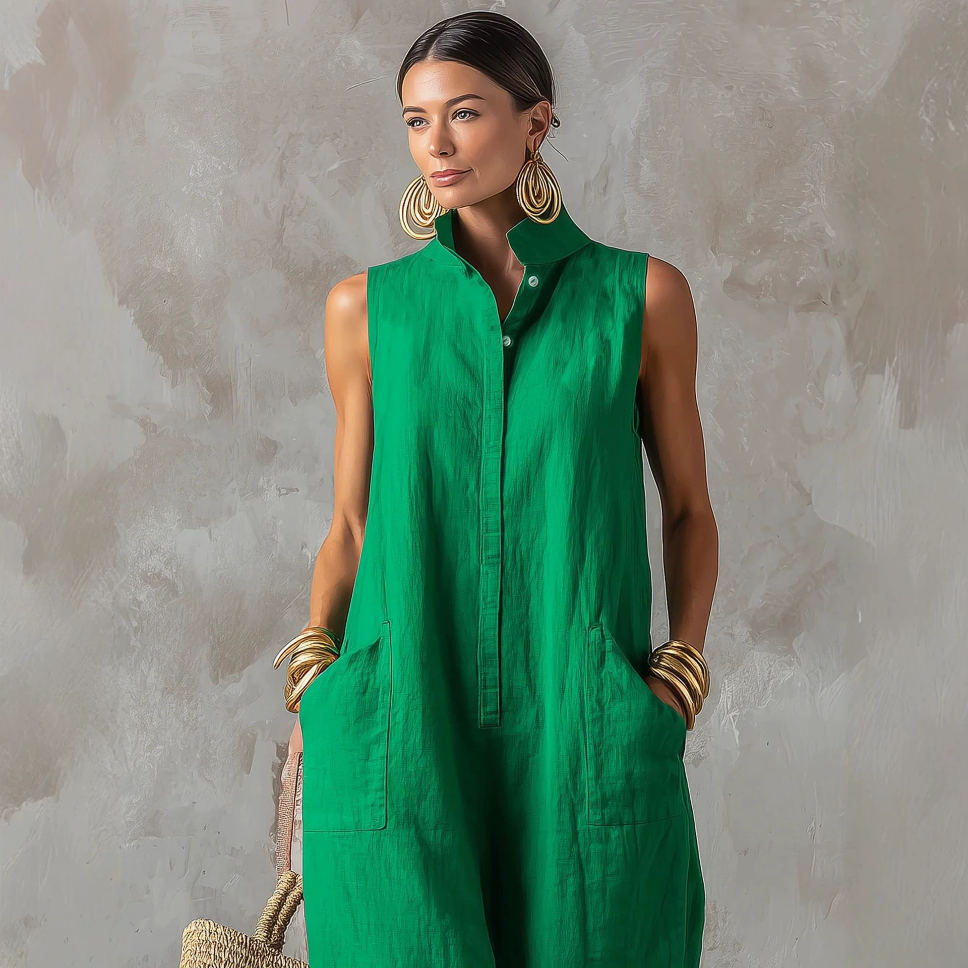Льняной комбинезон без рукавов – обзор и цена Jumpsuit Linen Relaxed