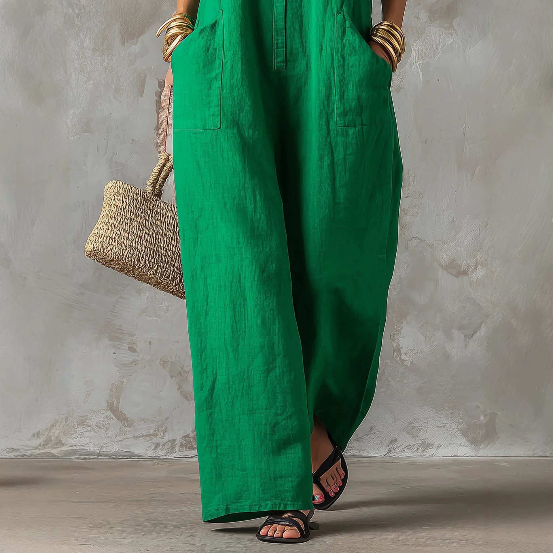 Льняной комбинезон без рукавов – обзор и цена Jumpsuit Linen Relaxed