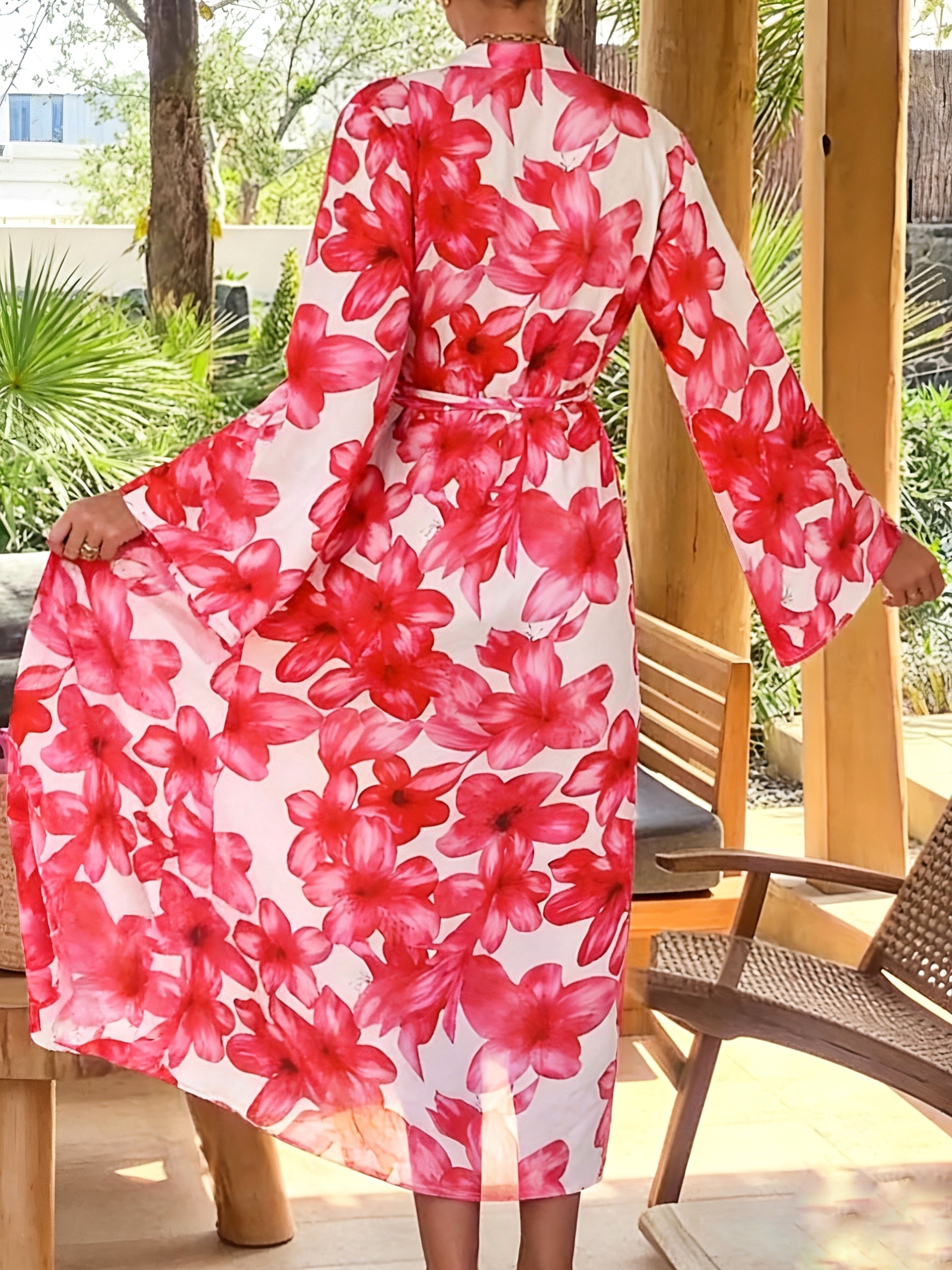 Женское красное кимоно с цвето – обзор и цена Kimono Sheer Floral