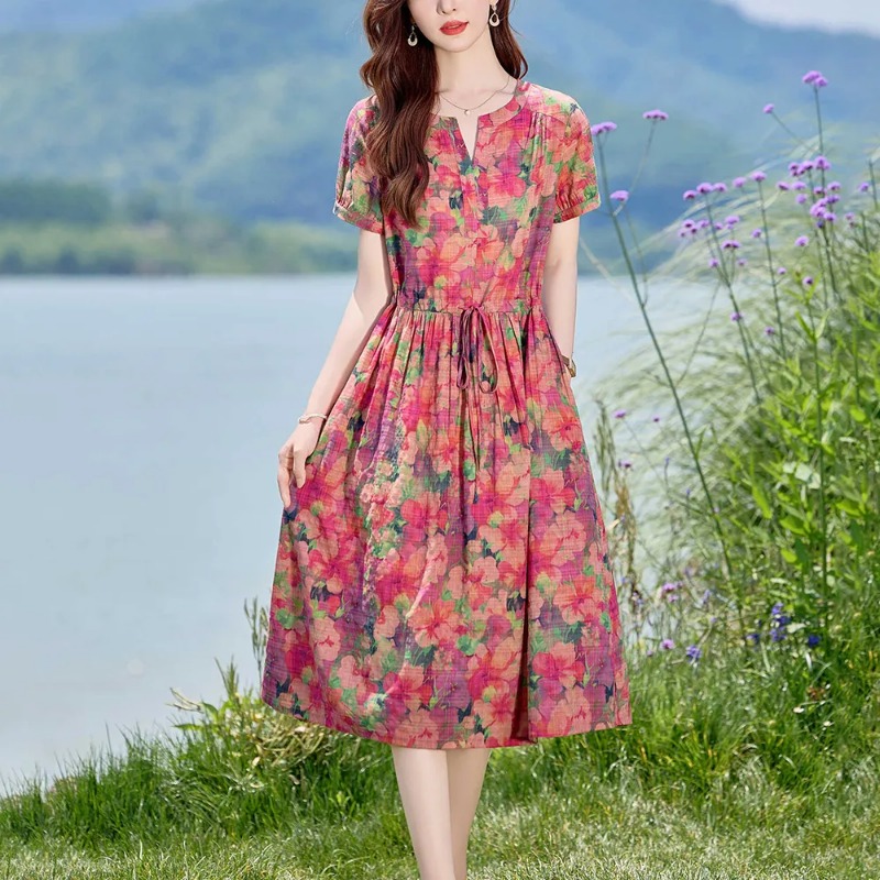 Женское летнее платье из льнян – обзор и цена Midi Skirt Floral