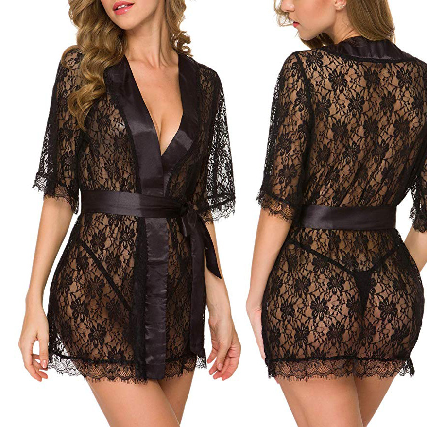 Кружевная ночная сорочка с V-о – обзор и цена Kimono Sheer Floral